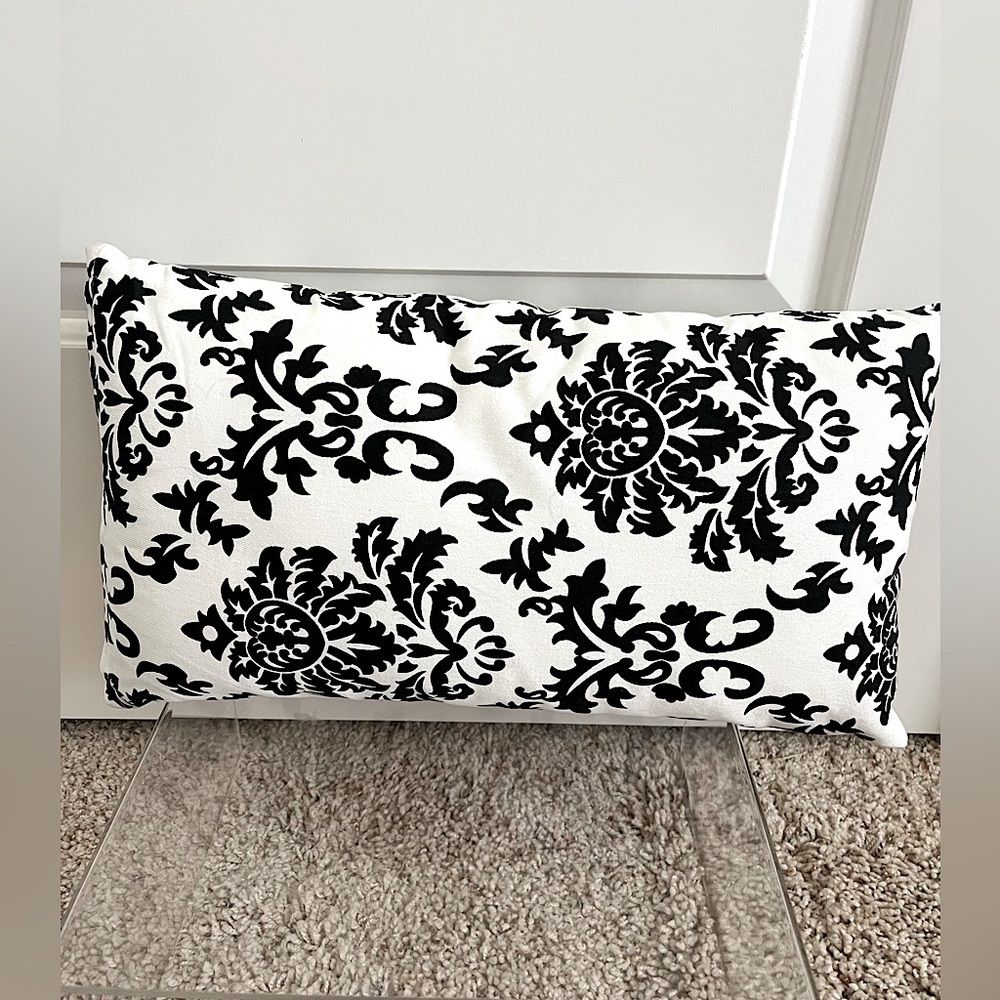 Small white & black paisley throw pillow